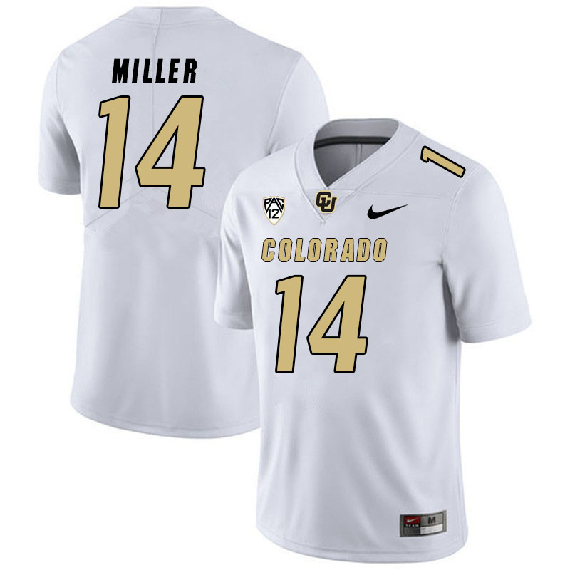 Men #14 Omarion Miller Colorado Buffaloes College Football Jerseys Stitched Sale-White